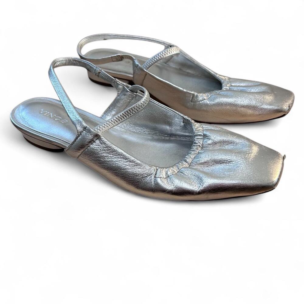 Vince - Silver leather slingback flats, size 7 (US womens)
